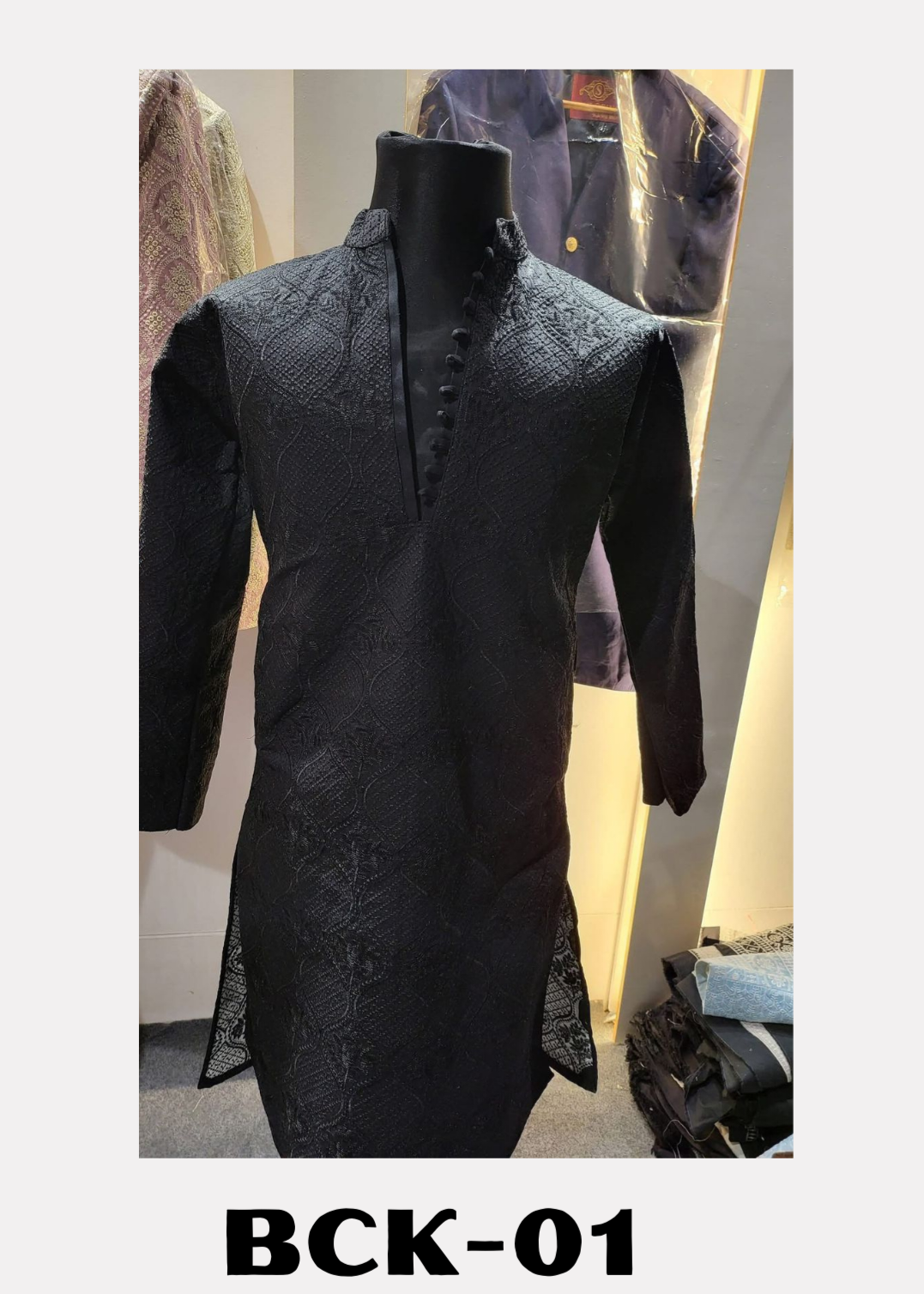 BLACK CHIKEN WORK KURTA